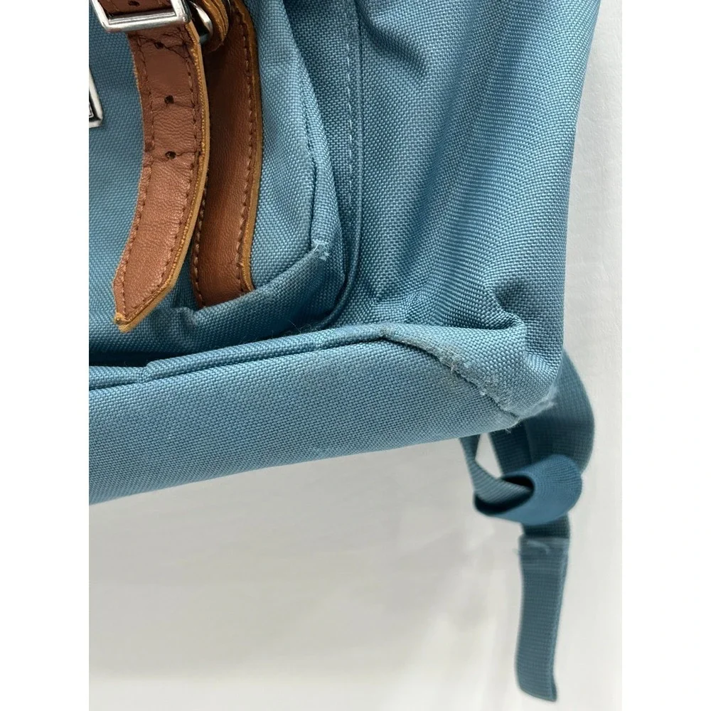 Herschel Little America Mid Volume Backpack Blue‎ Brown Leather Straps Preppy - Picture 3 of 14